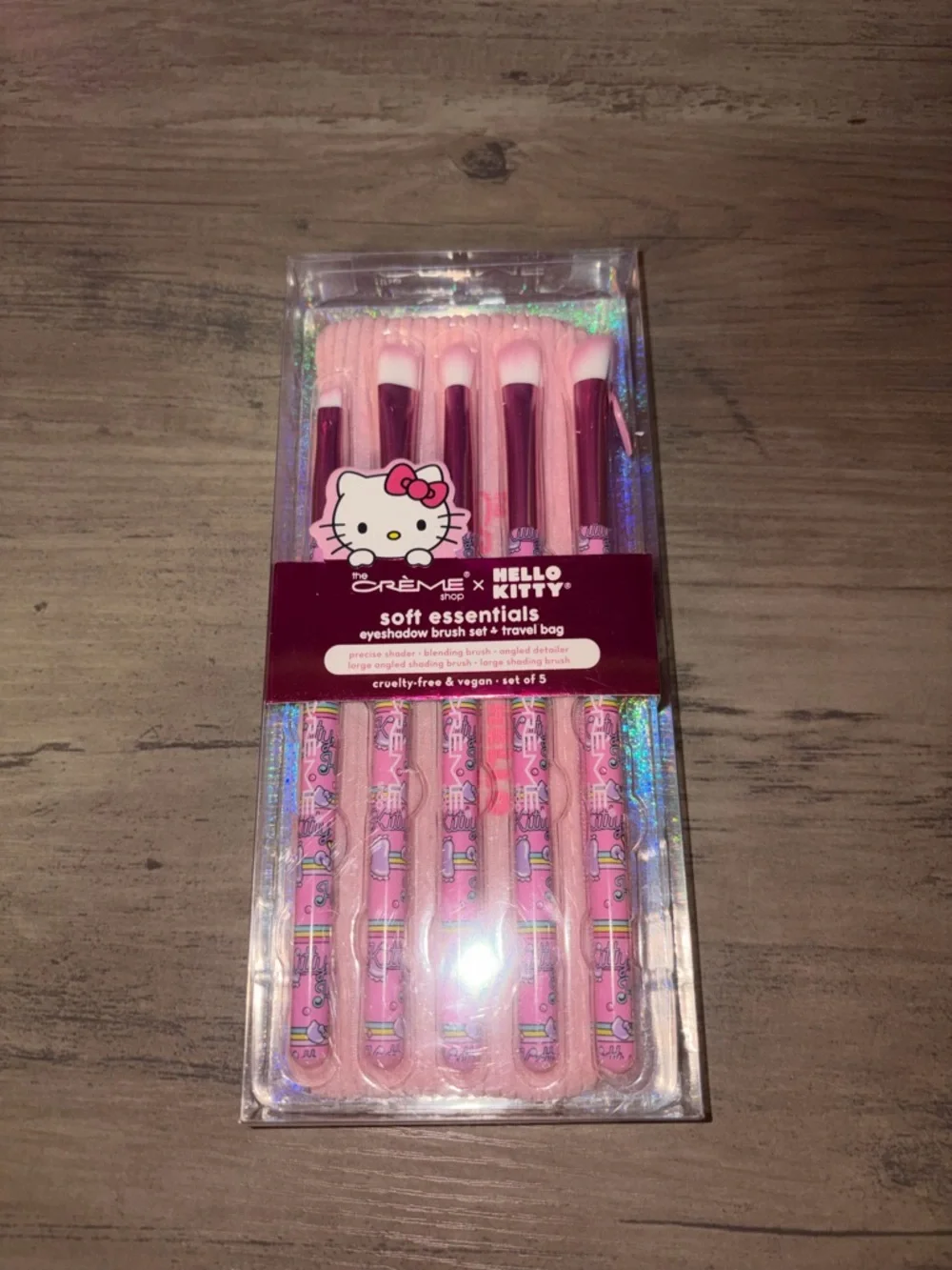 Hello Kitty 5pc Eyeshadow Brush Set Pink Handles Sanrio Makeup Brushes NWT